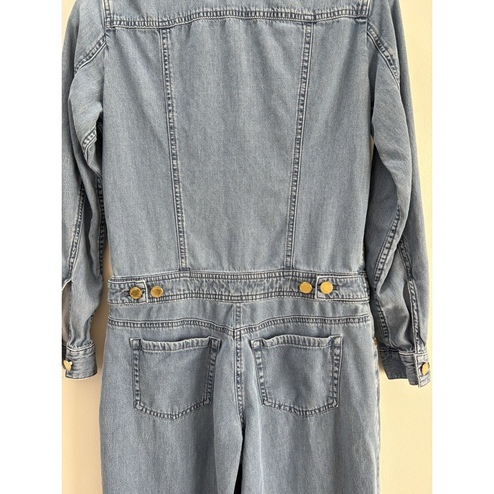 Michael Kors Woman Sz 0 Tencel Wide Leg Denim Jean Jumpsuit Coastal Cowgirl - Picture 5 of 13